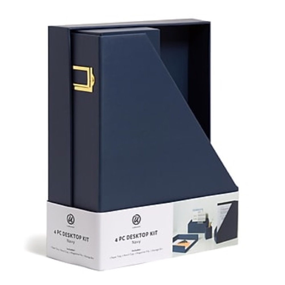 U Brands - Paperboard Desk Organization Set, Solid Navy | New